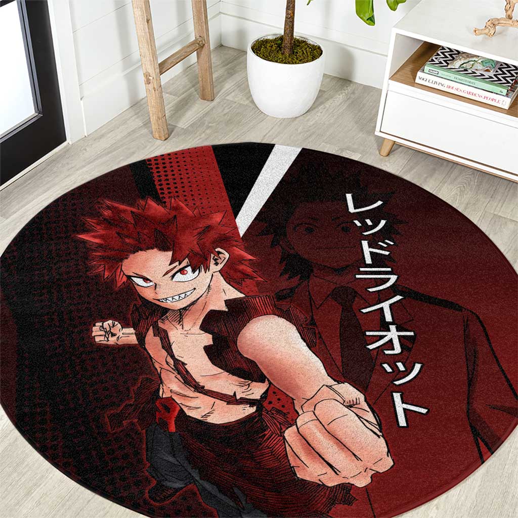 Eijiro Kirishima Red Riot Round Carpet Japanese Comic Book Style