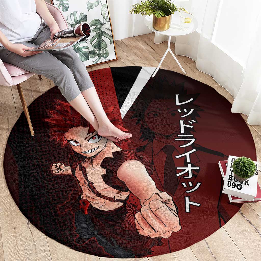 Eijiro Kirishima Red Riot Round Carpet Japanese Comic Book Style