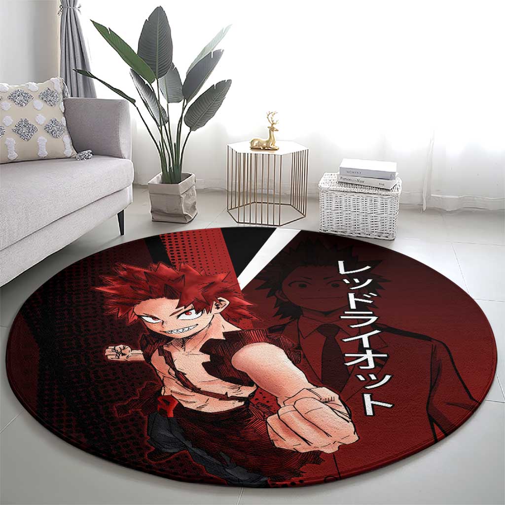 Eijiro Kirishima Red Riot Round Carpet Japanese Comic Book Style