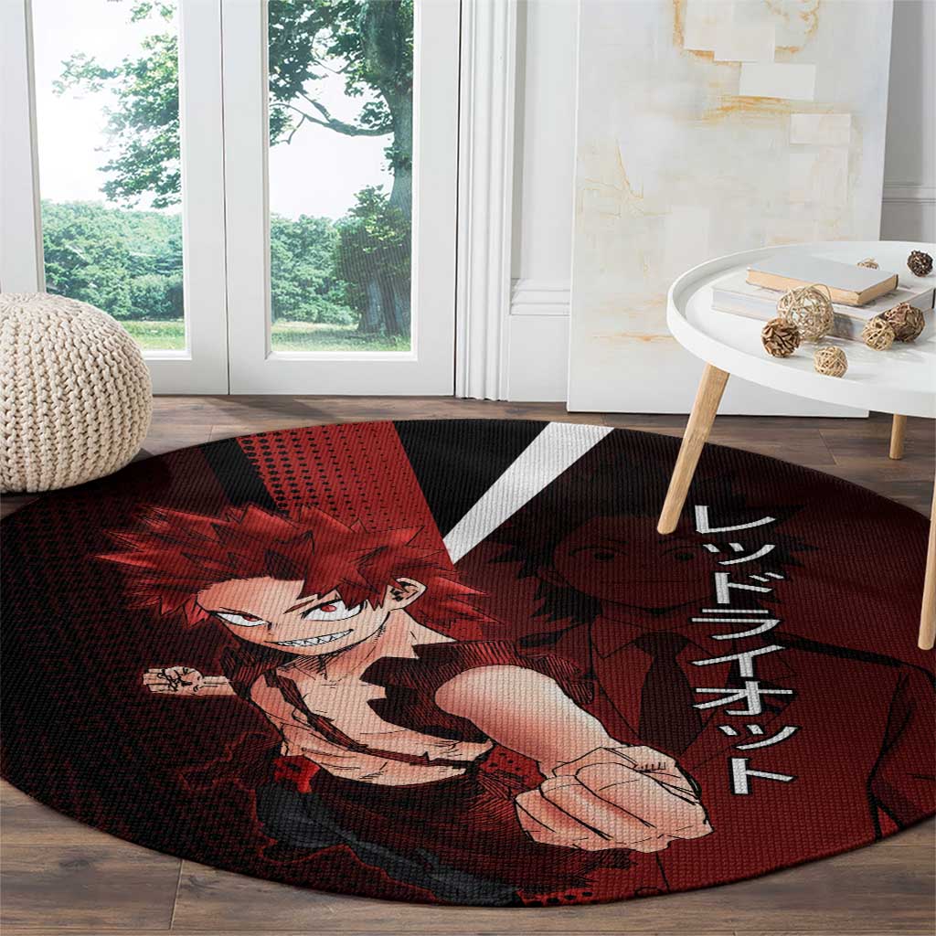 Eijiro Kirishima Red Riot Round Carpet Japanese Comic Book Style