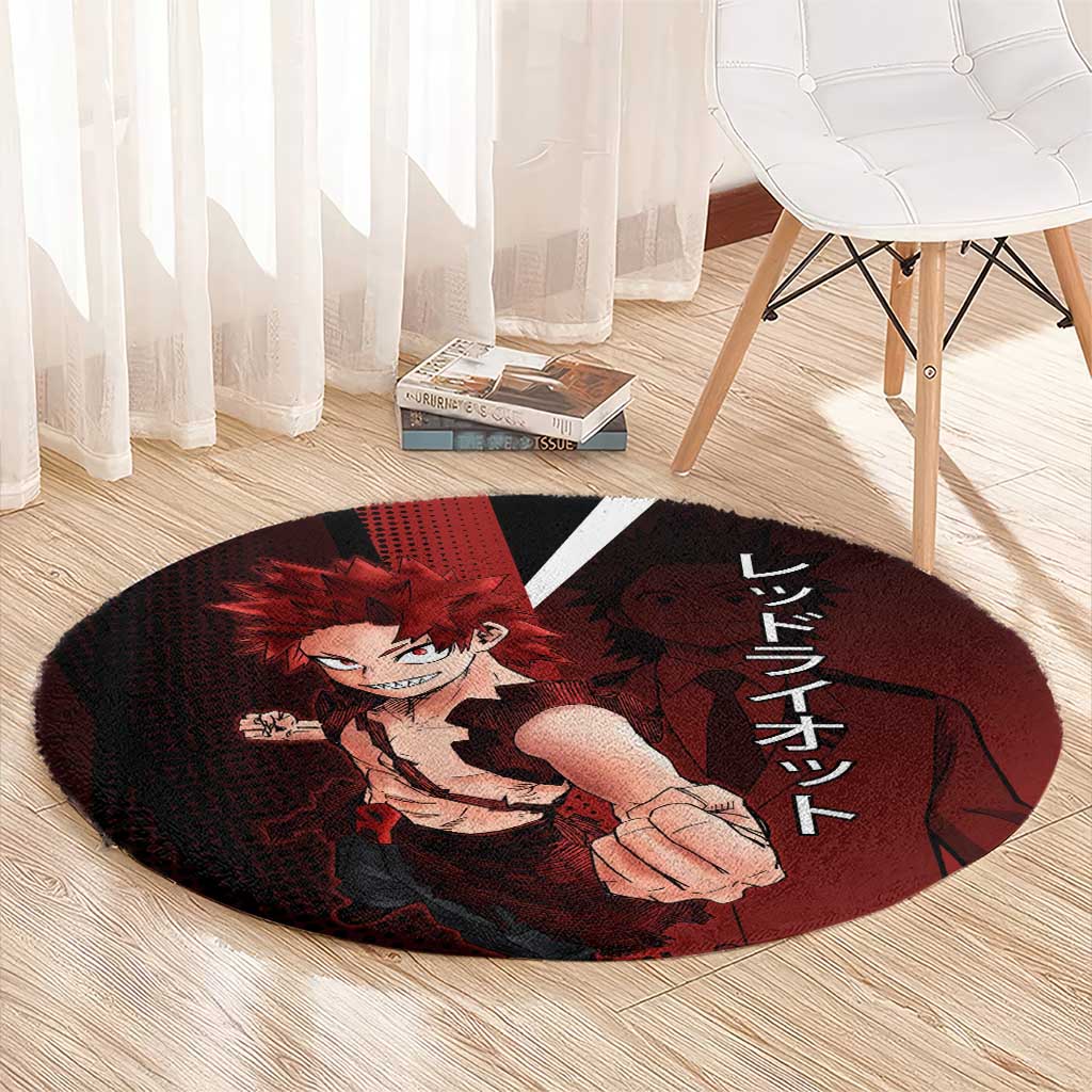 Eijiro Kirishima Red Riot Round Carpet Japanese Comic Book Style