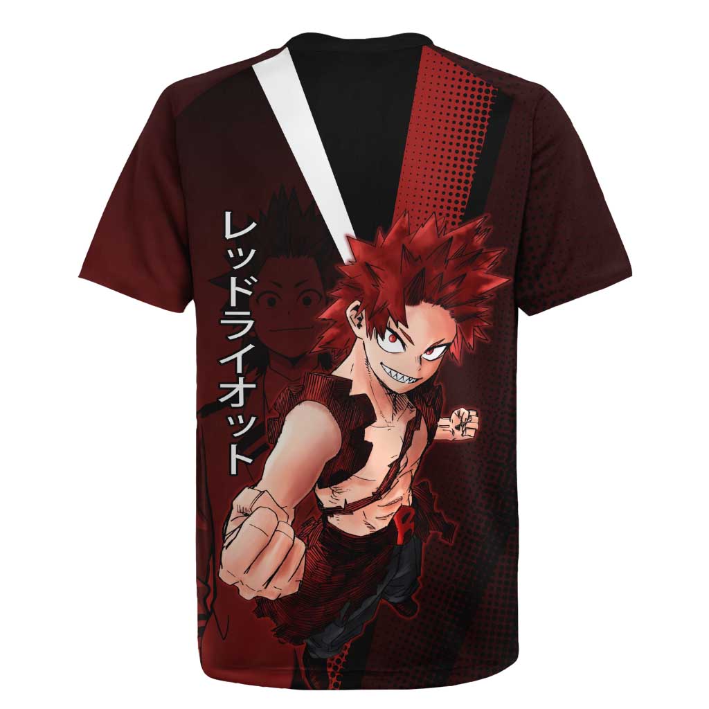 Eijiro Kirishima Red Riot Rugby Jersey Japanese Comic Book Style