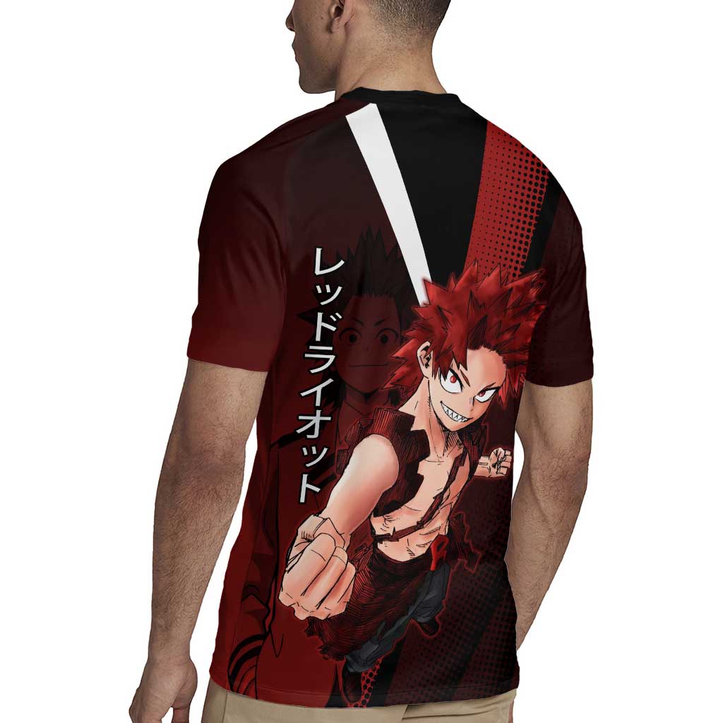 Eijiro Kirishima Red Riot Rugby Jersey Japanese Comic Book Style