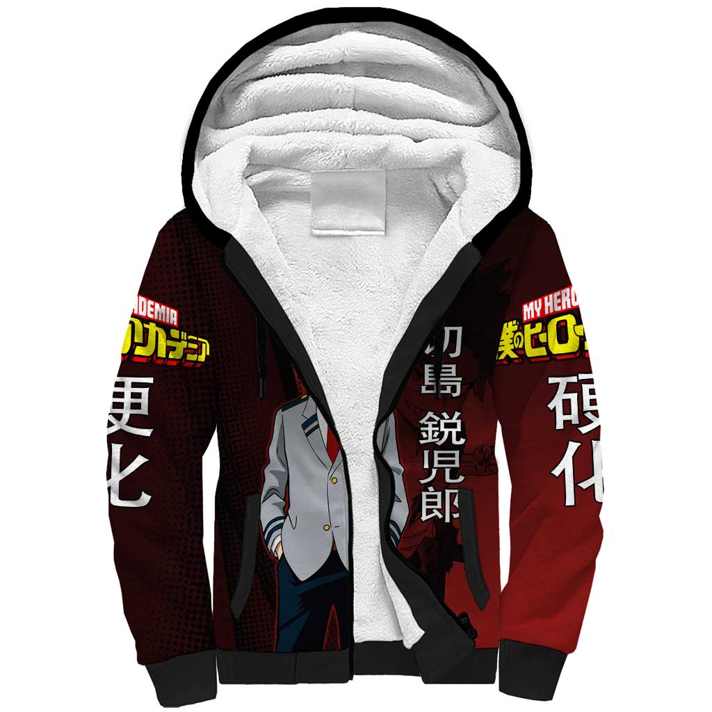Eijiro Kirishima Red Riot Sherpa Hoodie Japanese Comic Book Style
