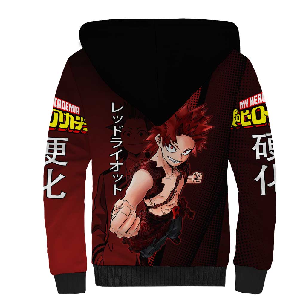 Eijiro Kirishima Red Riot Sherpa Hoodie Japanese Comic Book Style