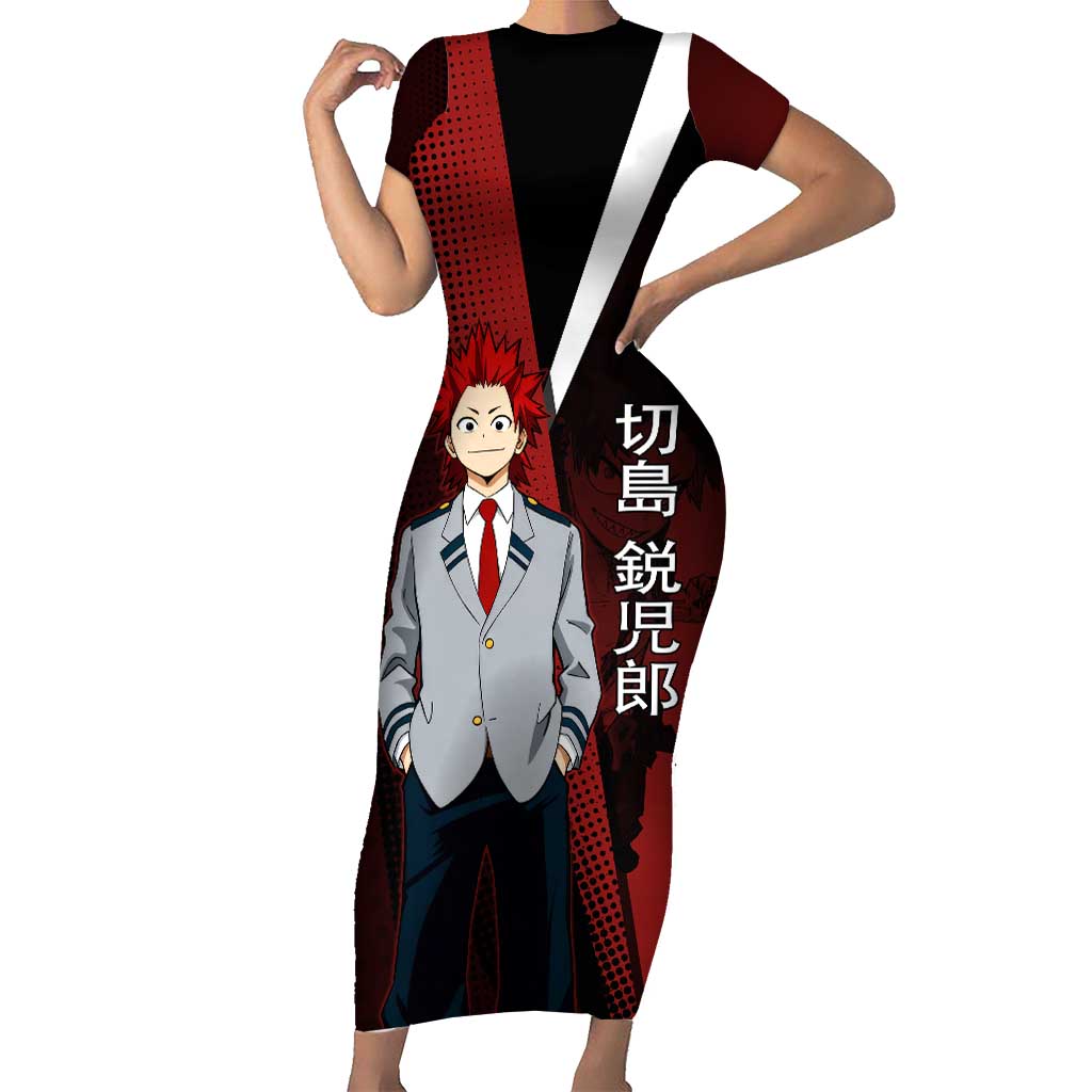 Eijiro Kirishima Red Riot Short Sleeve Bodycon Dress Japanese Comic Book Style