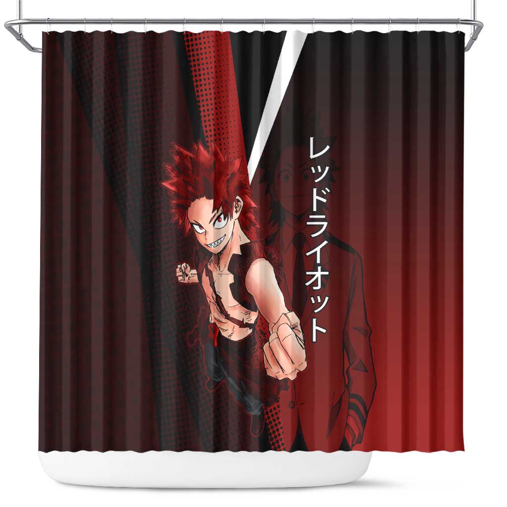 Eijiro Kirishima Red Riot Shower Curtain Japanese Comic Book Style