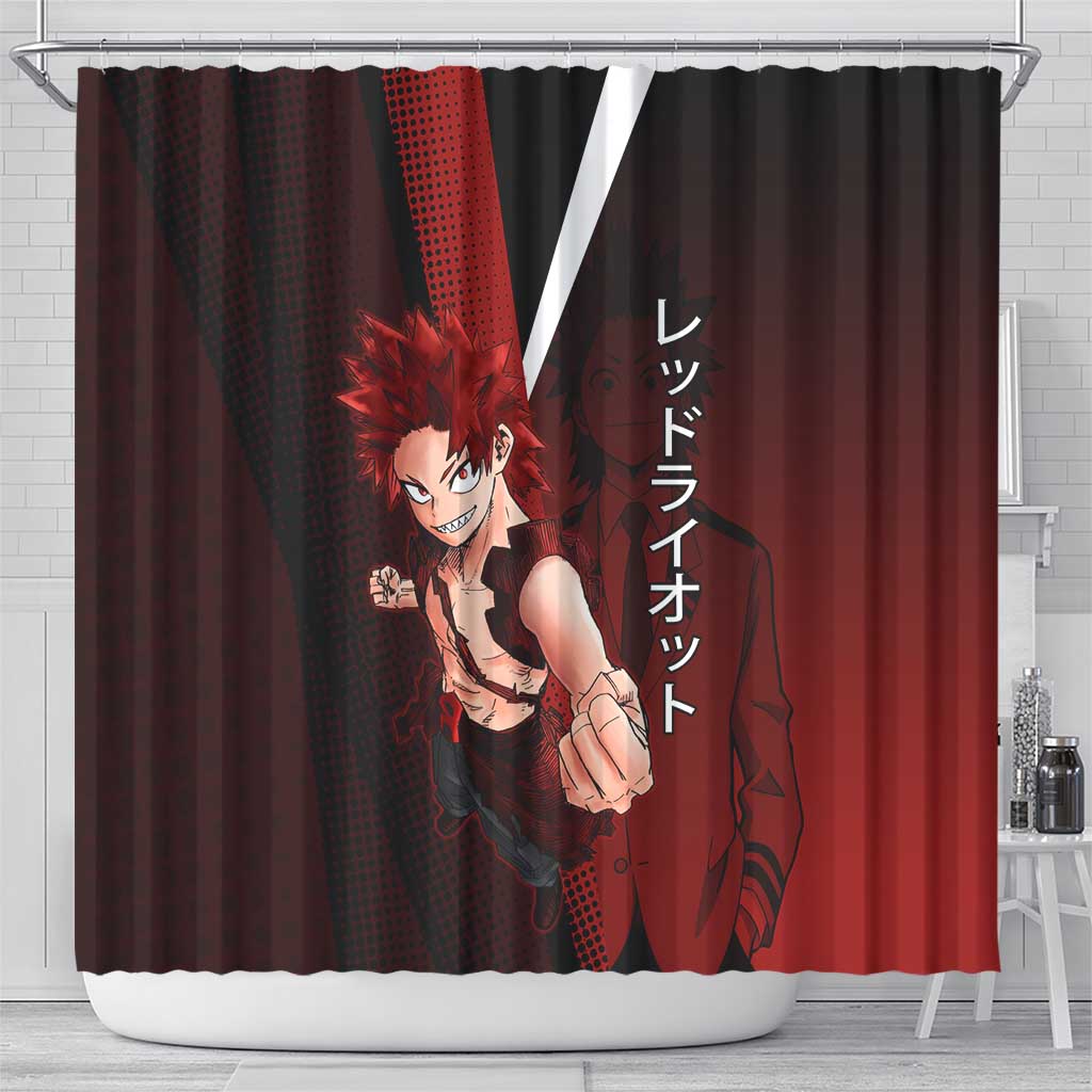 Eijiro Kirishima Red Riot Shower Curtain Japanese Comic Book Style