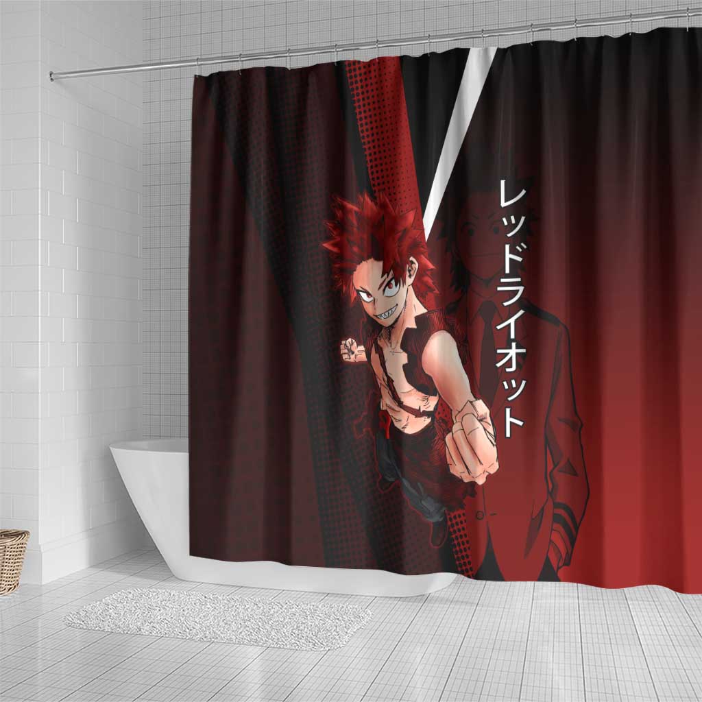 Eijiro Kirishima Red Riot Shower Curtain Japanese Comic Book Style