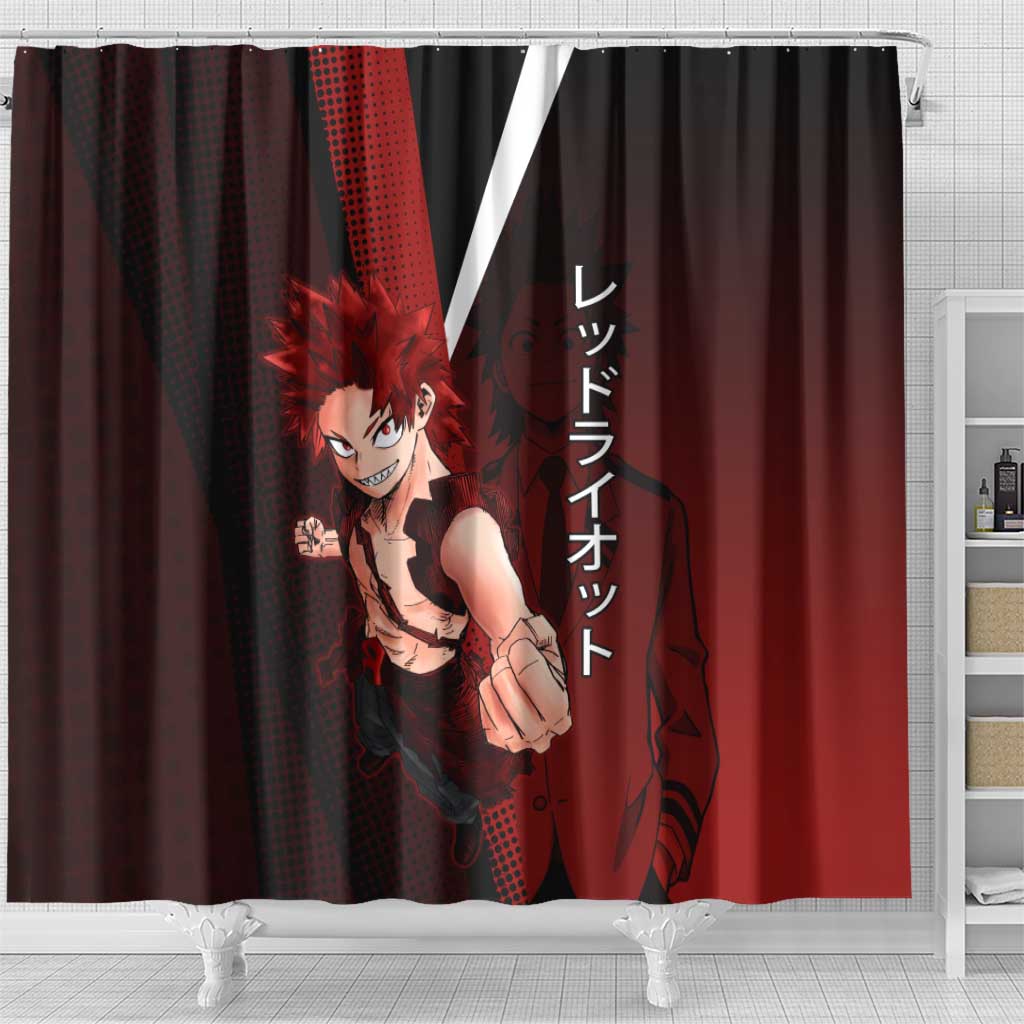 Eijiro Kirishima Red Riot Shower Curtain Japanese Comic Book Style