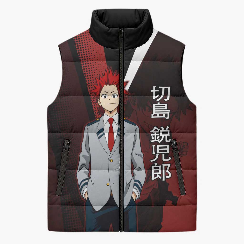 Eijiro Kirishima Red Riot Sleeveless Puffer Jacket Japanese Comic Book Style