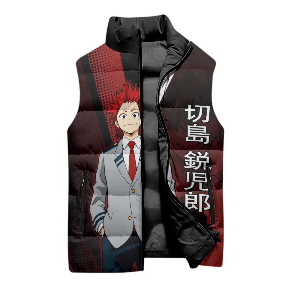 Eijiro Kirishima Red Riot Sleeveless Puffer Jacket Japanese Comic Book Style