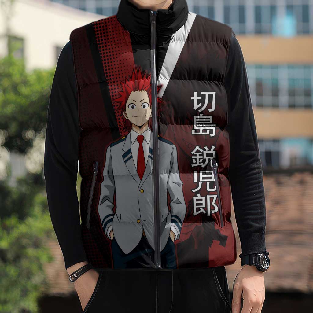 Eijiro Kirishima Red Riot Sleeveless Puffer Jacket Japanese Comic Book Style