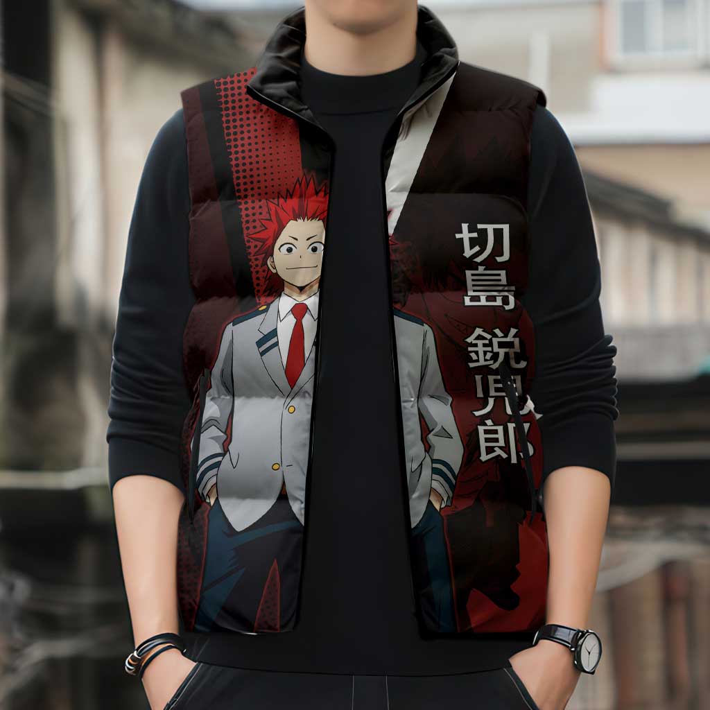 Eijiro Kirishima Red Riot Sleeveless Puffer Jacket Japanese Comic Book Style