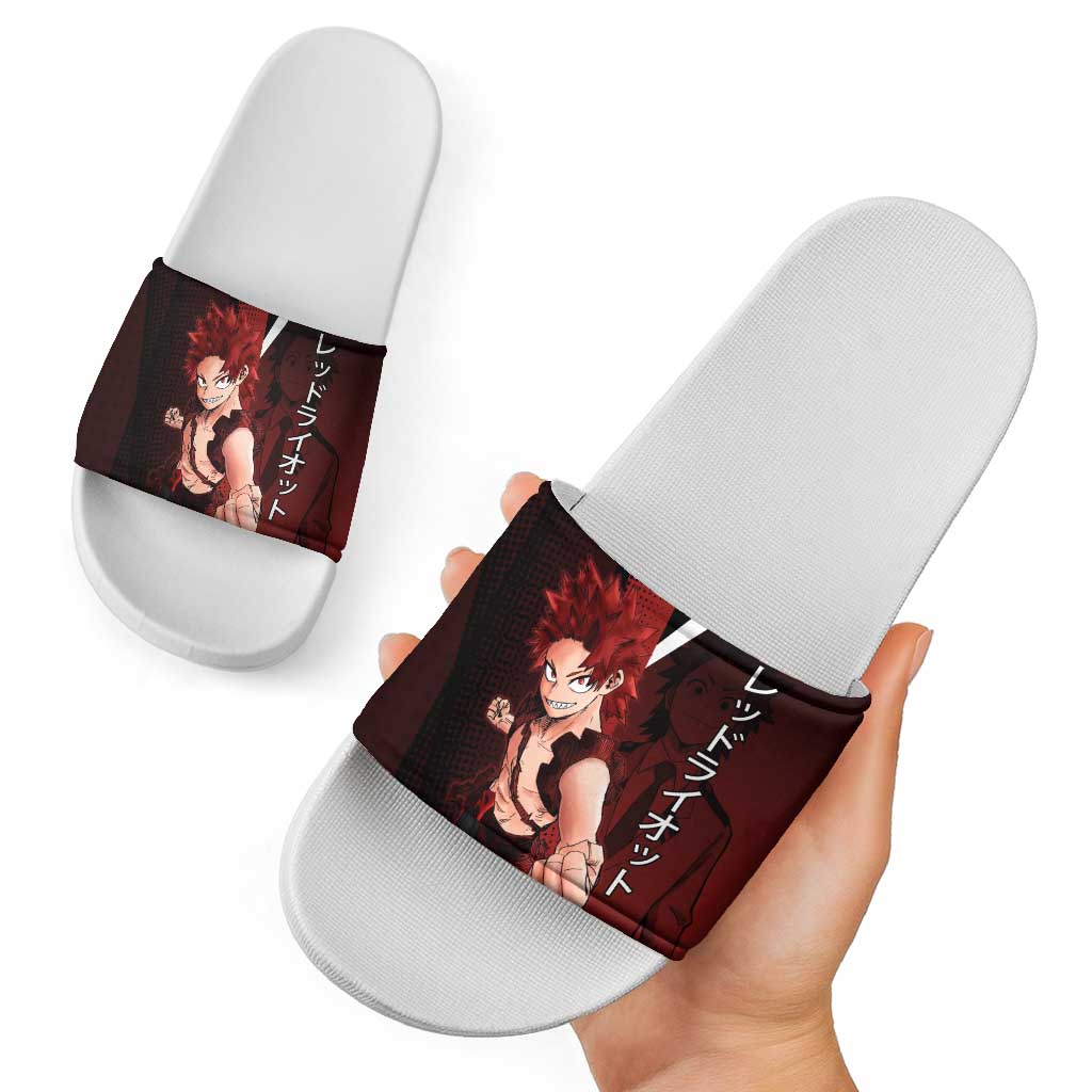 Eijiro Kirishima Red Riot Slide Sandals Japanese Comic Book Style