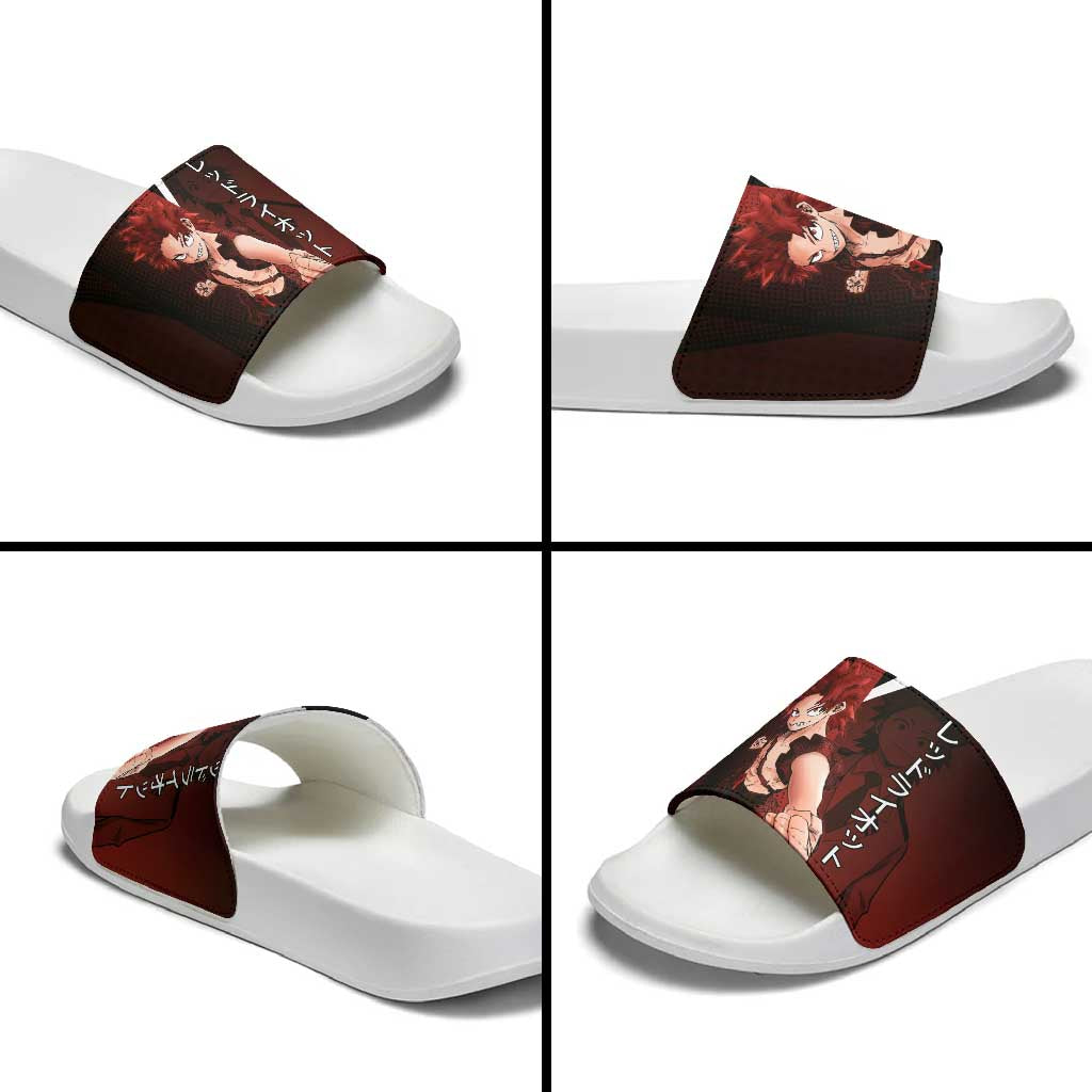 Eijiro Kirishima Red Riot Slide Sandals Japanese Comic Book Style