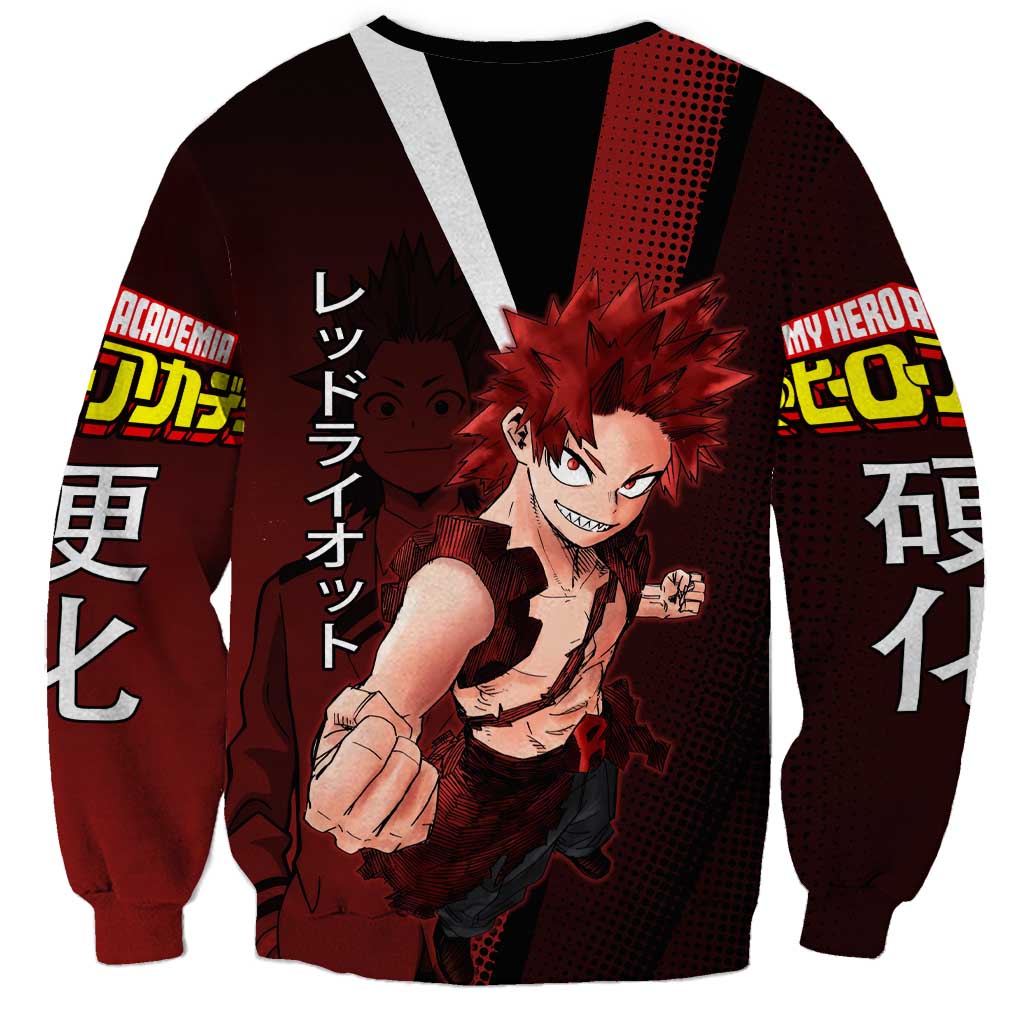 Eijiro Kirishima Red Riot Sweatshirt Japanese Comic Book Style