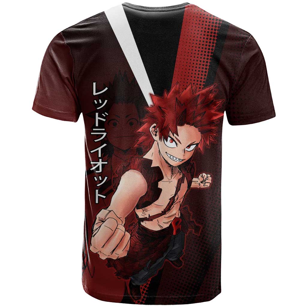 Eijiro Kirishima Red Riot T Shirt Japanese Comic Book Style