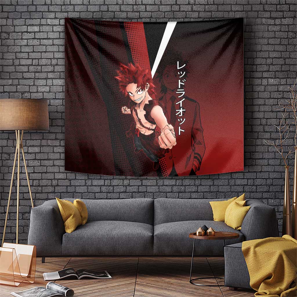 Eijiro Kirishima Red Riot Tapestry Japanese Comic Book Style