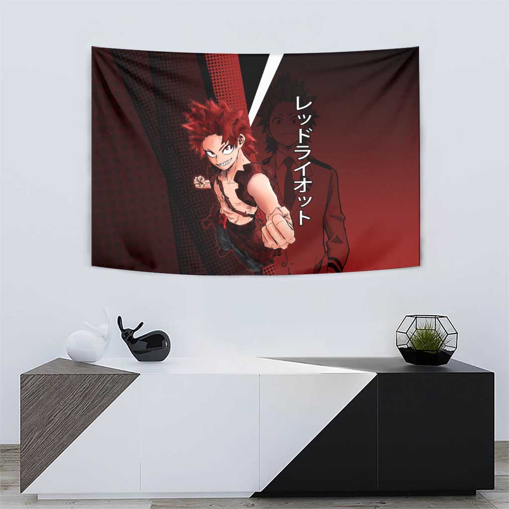 Eijiro Kirishima Red Riot Tapestry Japanese Comic Book Style