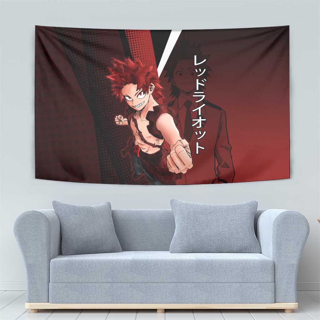 Eijiro Kirishima Red Riot Tapestry Japanese Comic Book Style