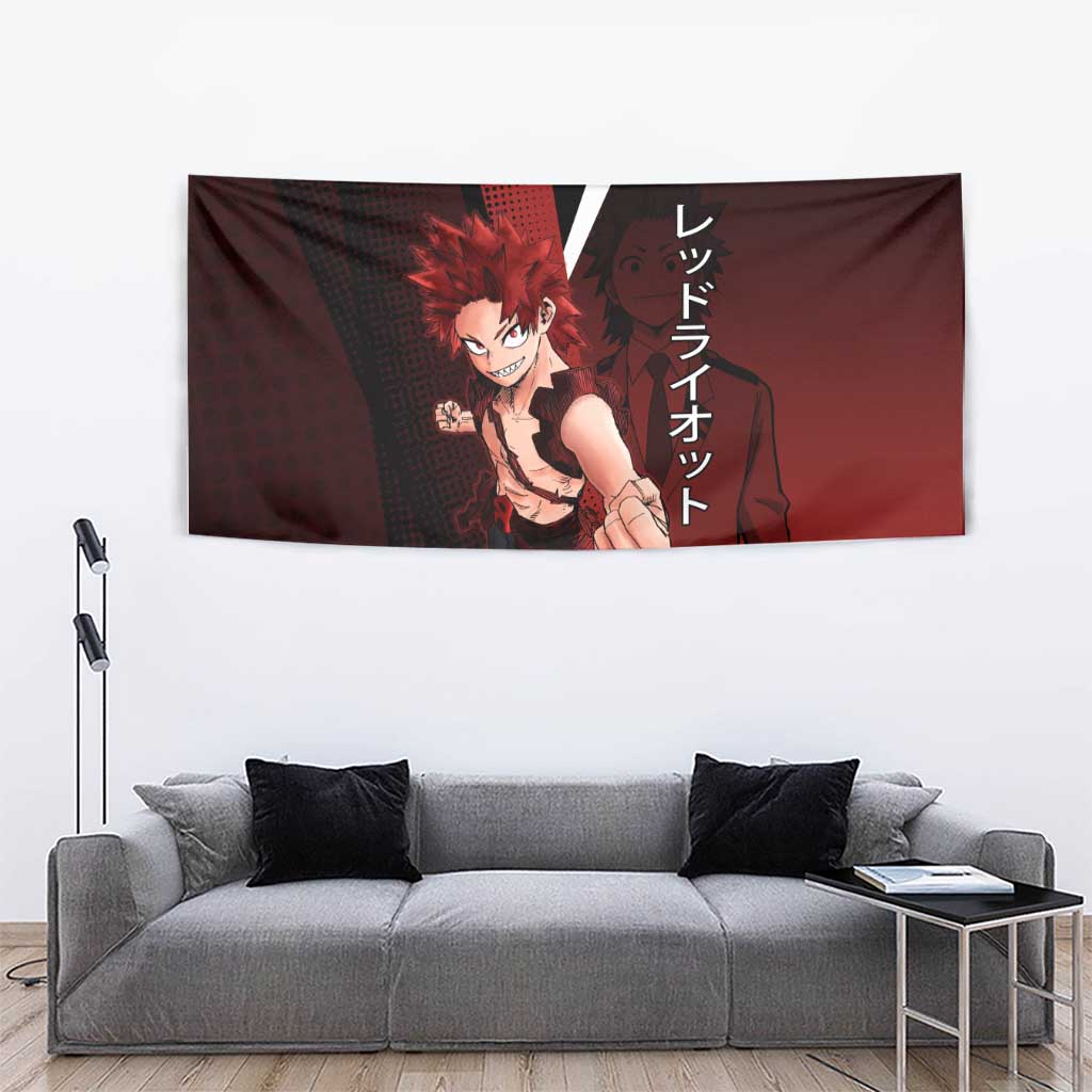 Eijiro Kirishima Red Riot Tapestry Japanese Comic Book Style