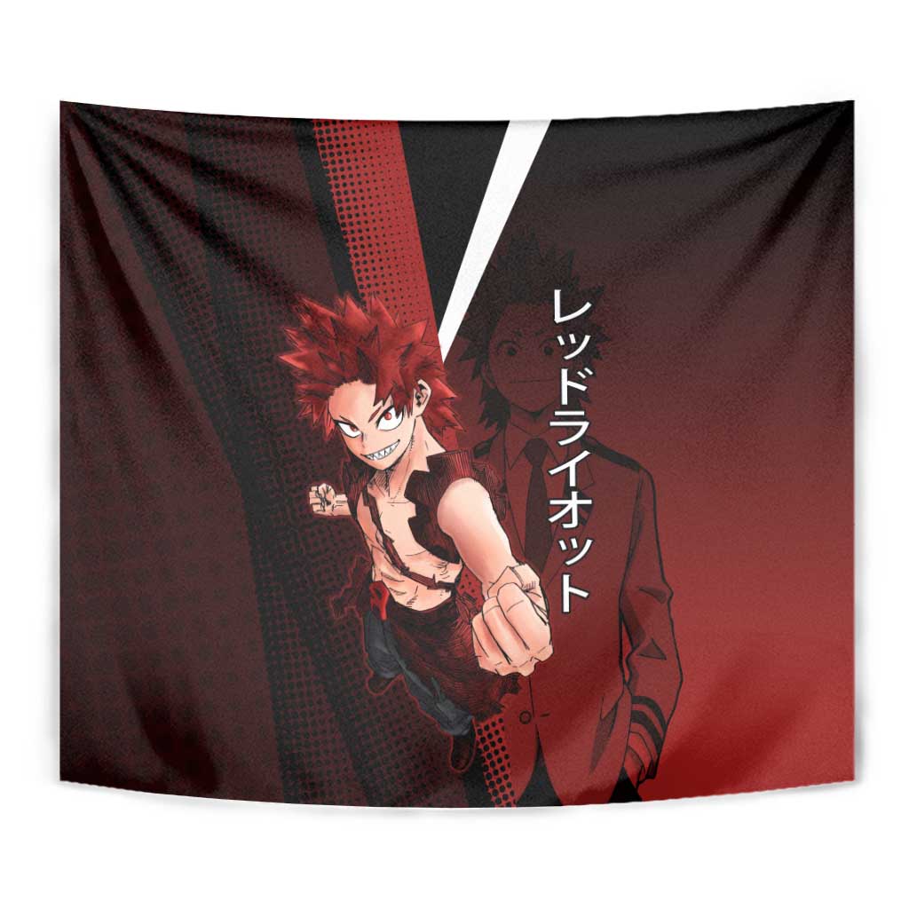 Eijiro Kirishima Red Riot Tapestry Japanese Comic Book Style