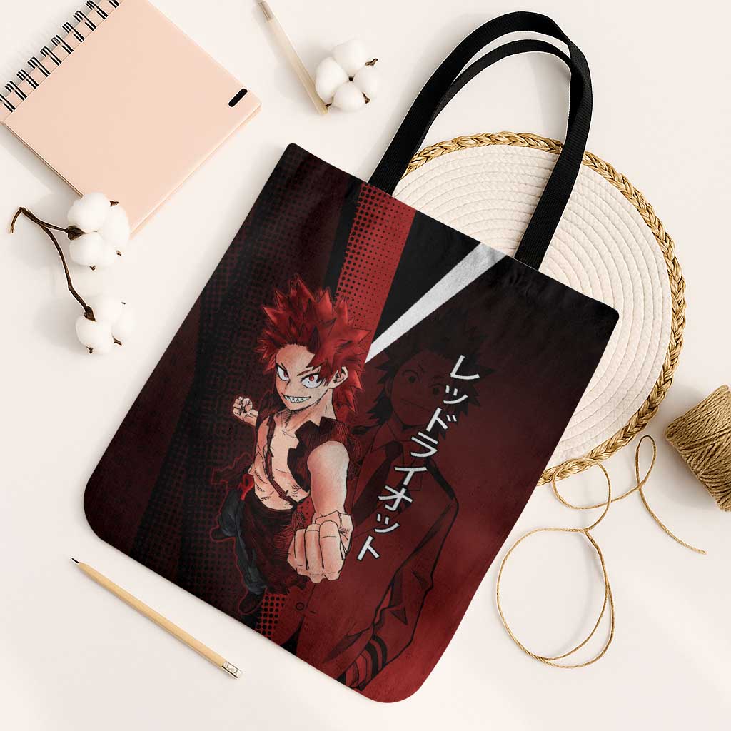 Eijiro Kirishima Red Riot Tote Bag Japanese Comic Book Style