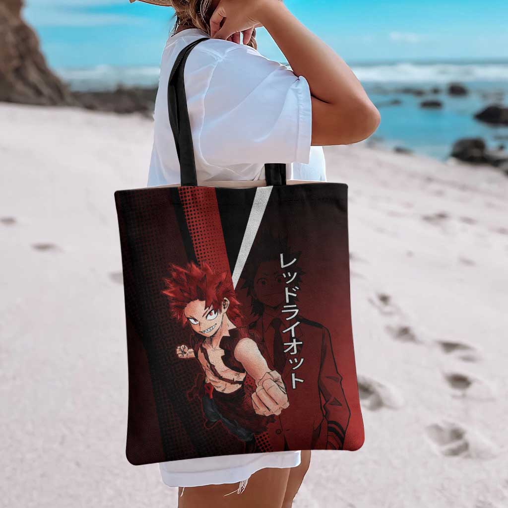 Eijiro Kirishima Red Riot Tote Bag Japanese Comic Book Style