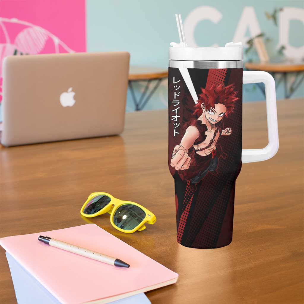 Eijiro Kirishima Red Riot Tumbler With Handle Japanese Comic Book Style