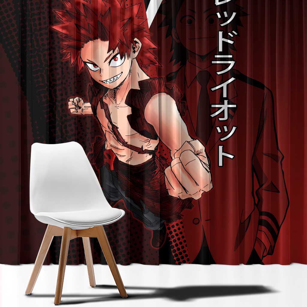 Eijiro Kirishima Red Riot Window Curtain Japanese Comic Book Style