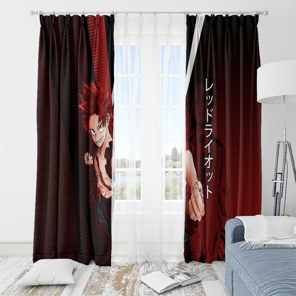Eijiro Kirishima Red Riot Window Curtain Japanese Comic Book Style