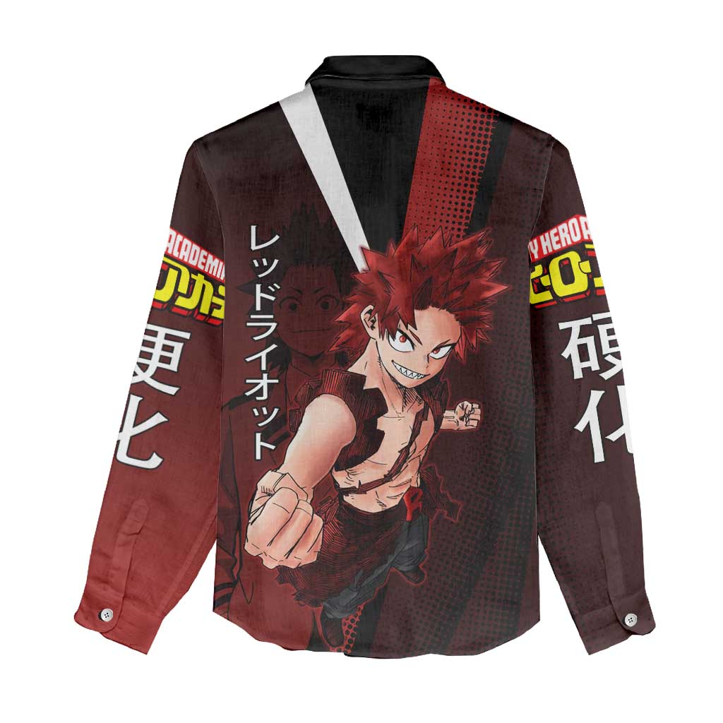 Eijiro Kirishima Red Riot Women Casual Shirt Japanese Comic Book Style