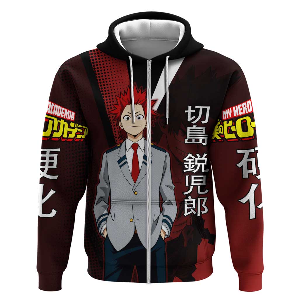 Eijiro Kirishima Red Riot Zip Hoodie Japanese Comic Book Style