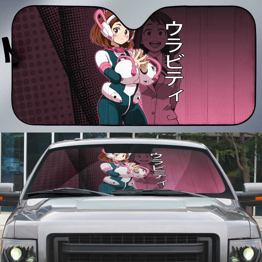 Ochaco Uraraka Uravity Auto Sun Shade Japanese Comic Book Style