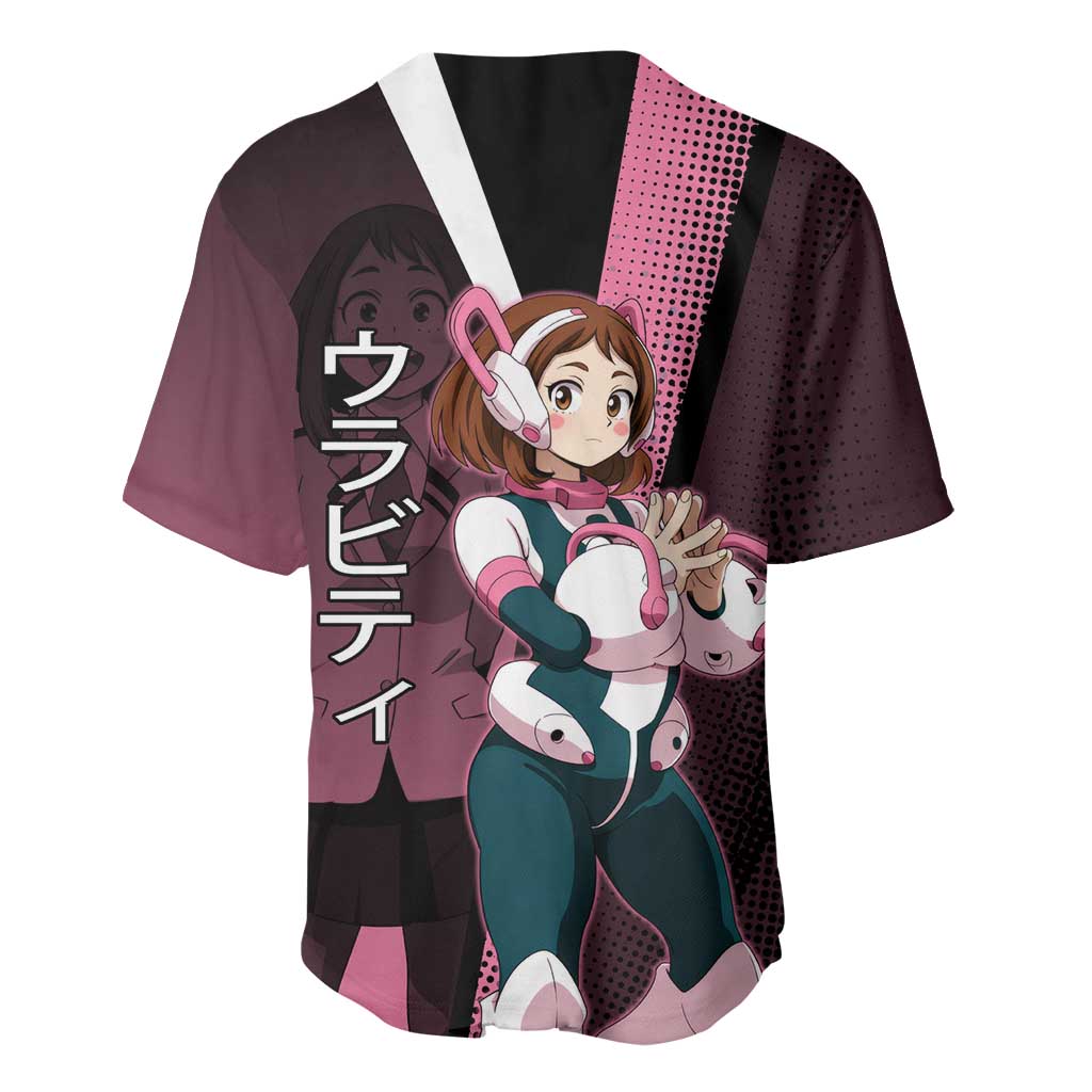 Ochaco Uraraka Uravity Baseball Jersey Japanese Comic Book Style