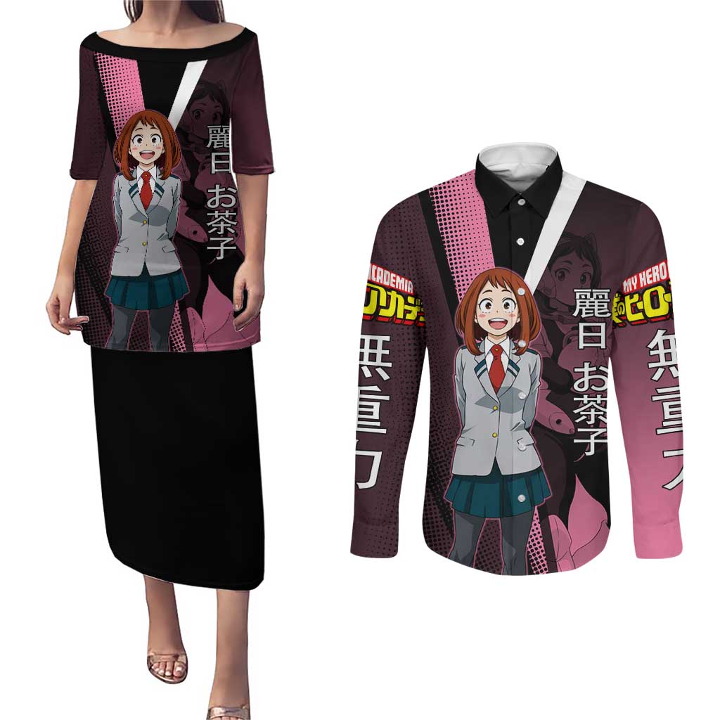 Ochaco Uraraka Uravity Couples Matching Puletasi and Long Sleeve Button Shirt Japanese Comic Book Style