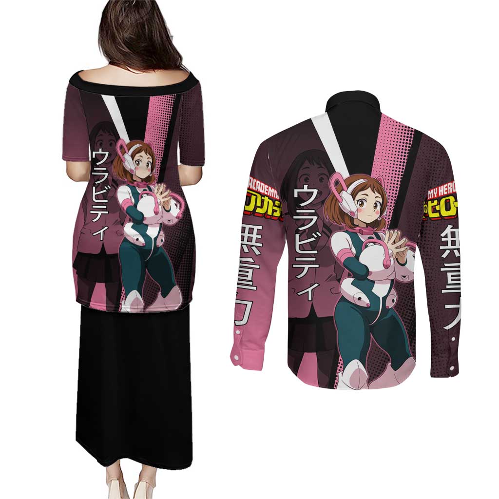 Ochaco Uraraka Uravity Couples Matching Puletasi and Long Sleeve Button Shirt Japanese Comic Book Style