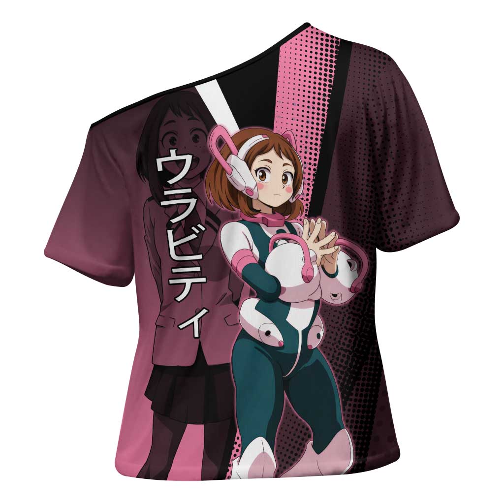 Ochaco Uraraka Uravity Cross Shoulder Shirt Japanese Comic Book Style