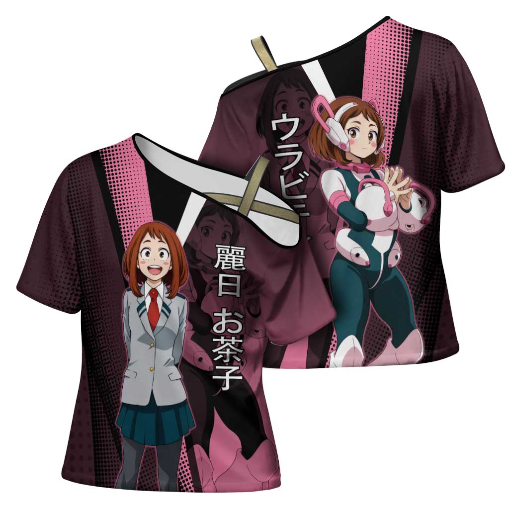 Ochaco Uraraka Uravity Cross Shoulder Shirt Japanese Comic Book Style