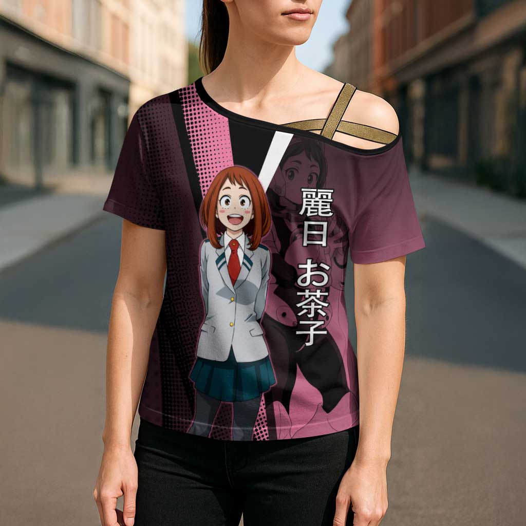 Ochaco Uraraka Uravity Cross Shoulder Shirt Japanese Comic Book Style