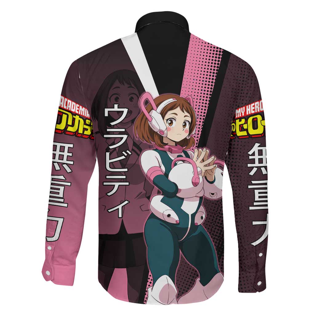Ochaco Uraraka Uravity Family Matching Off Shoulder Maxi Dress and Hawaiian Shirt Japanese Comic Book Style