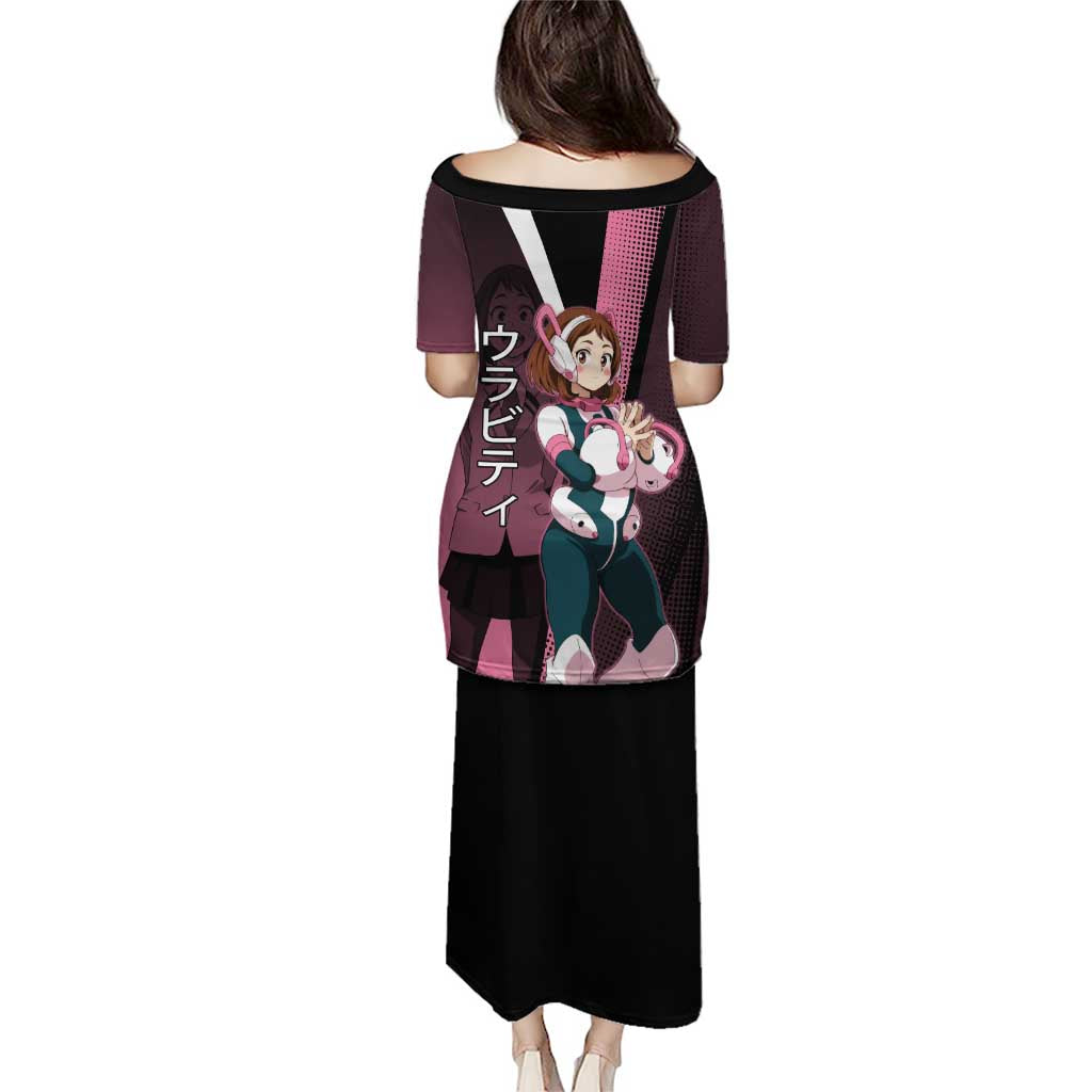Ochaco Uraraka Uravity Family Matching Puletasi and Hawaiian Shirt Japanese Comic Book Style