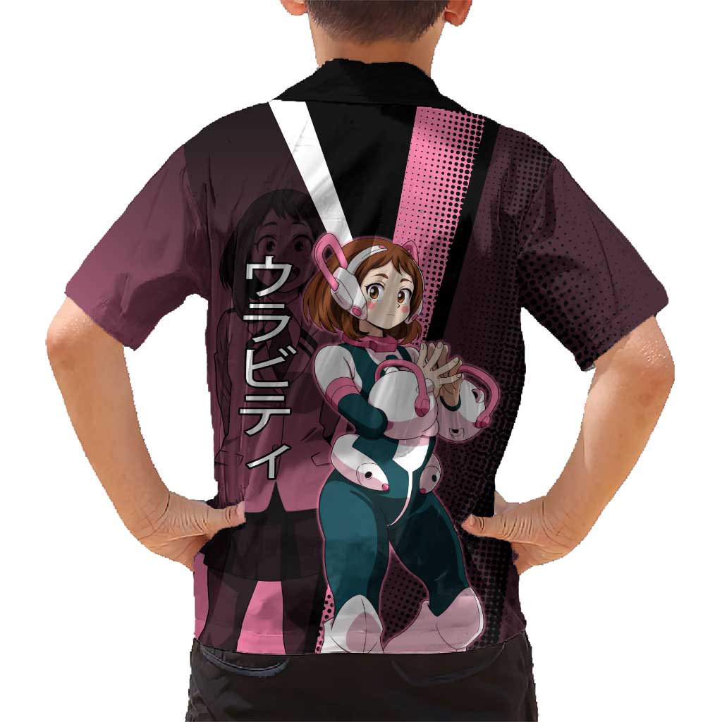 Ochaco Uraraka Uravity Family Matching Summer Maxi Dress and Hawaiian Shirt Japanese Comic Book Style