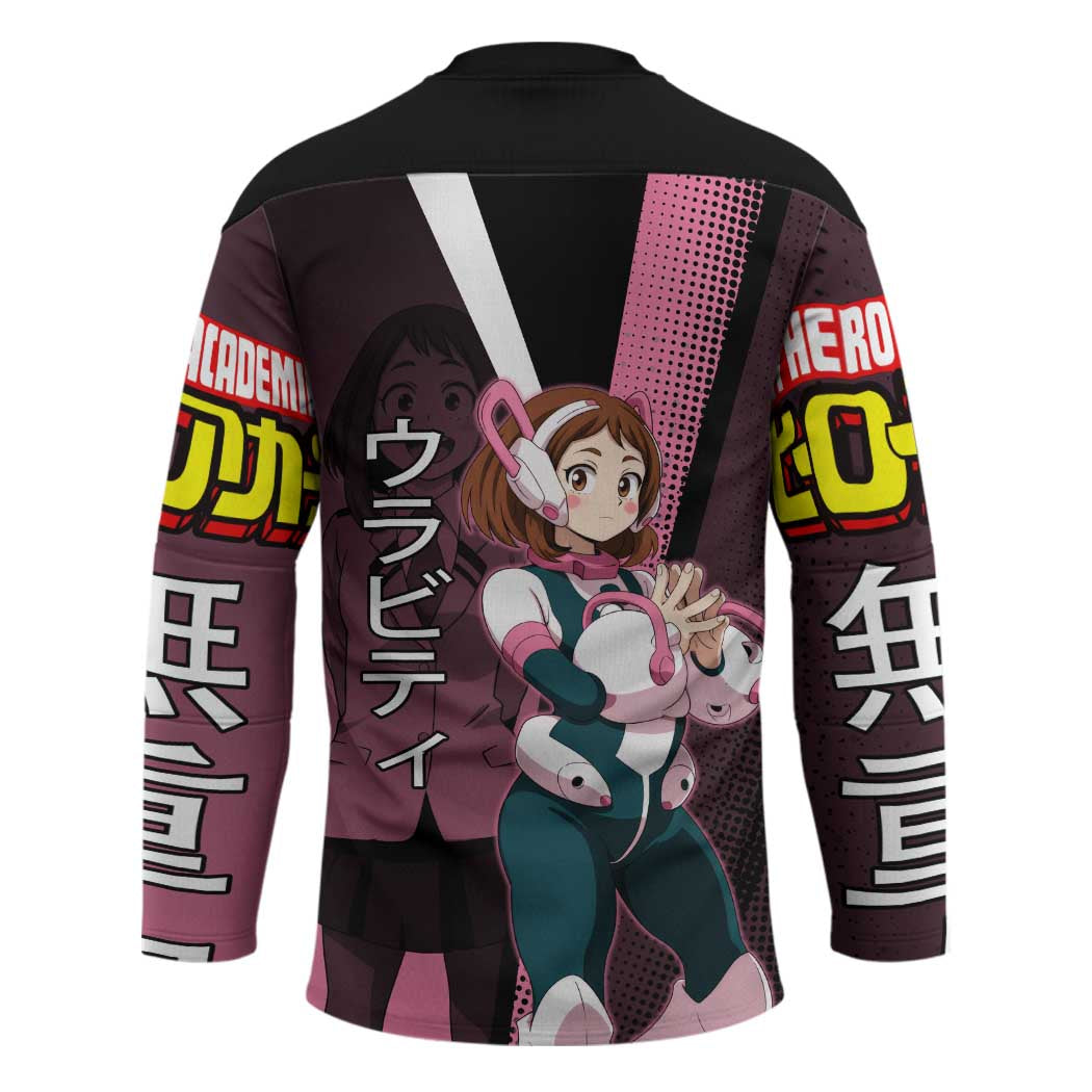 Ochaco Uraraka Uravity Hockey Jersey Japanese Comic Book Style
