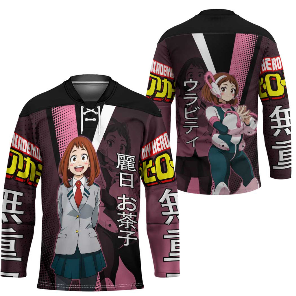 Ochaco Uraraka Uravity Hockey Jersey Japanese Comic Book Style