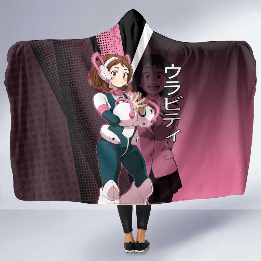 Ochaco Uraraka Uravity Hooded Blanket Japanese Comic Book Style
