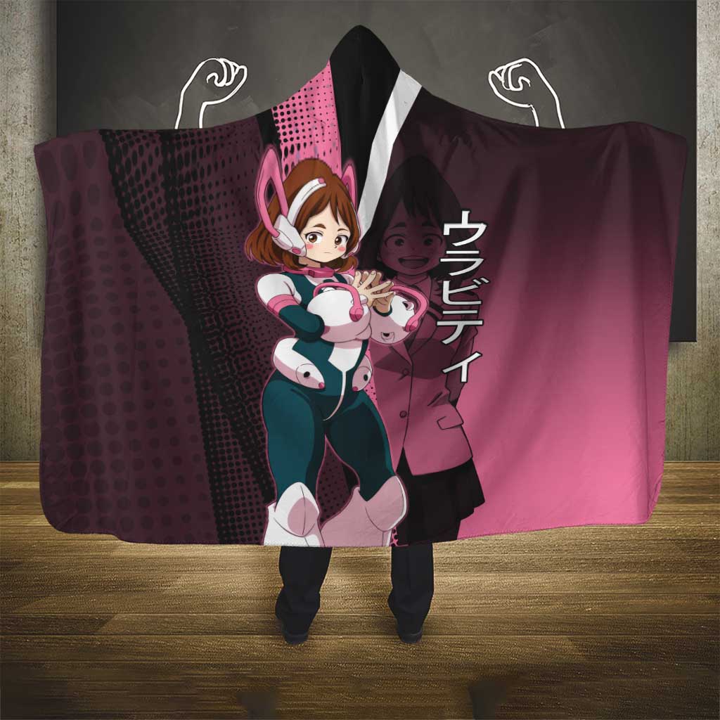 Ochaco Uraraka Uravity Hooded Blanket Japanese Comic Book Style