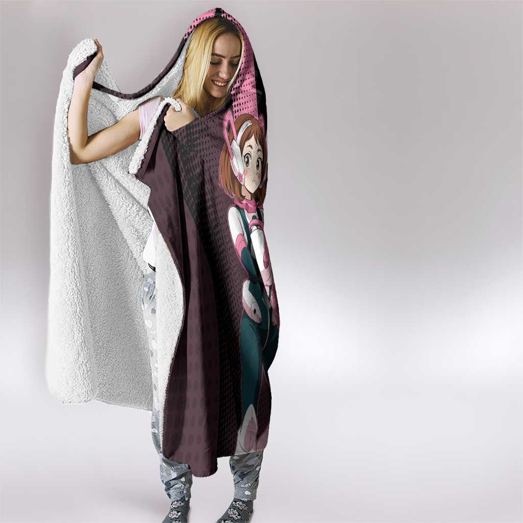 Ochaco Uraraka Uravity Hooded Blanket Japanese Comic Book Style