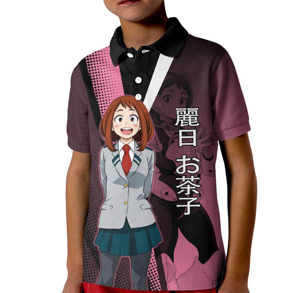 Ochaco Uraraka Uravity Kid Polo Shirt Japanese Comic Book Style